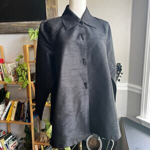 Vintage 90s Lagenlook Black Avant Garde Lightweight Swing Jacket Size Large XL